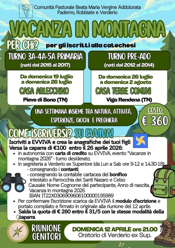 Vacanza estiva in montagna – primaria e pre-ado