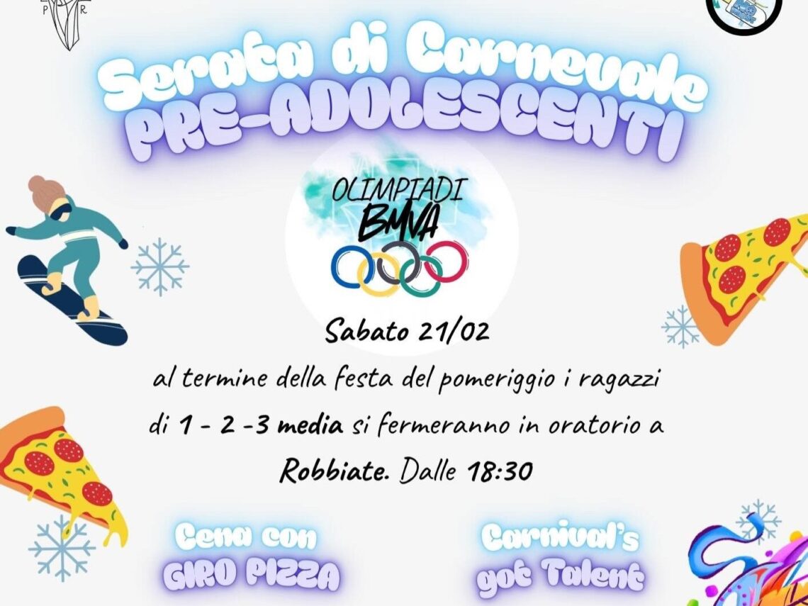 Carnevale – Serata preadolescenti